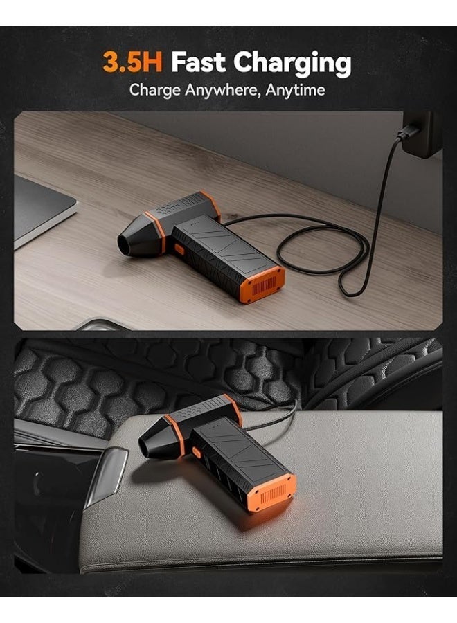 وولف بوكس منفاخ هواء كهربائي MegaFlow 50 بسرعة 110000 دورة في الدقيقة (RPM)، منفاخ صغير بـ 3 مستويات قابلة للتعديل، لاسلكي، شحن سريع، مناسب لإزالة الغبار من أجهزة الكمبيوتر، لوحات المفاتيح، السيارات، المنازل، والأماكن الخارجية. - Image 4